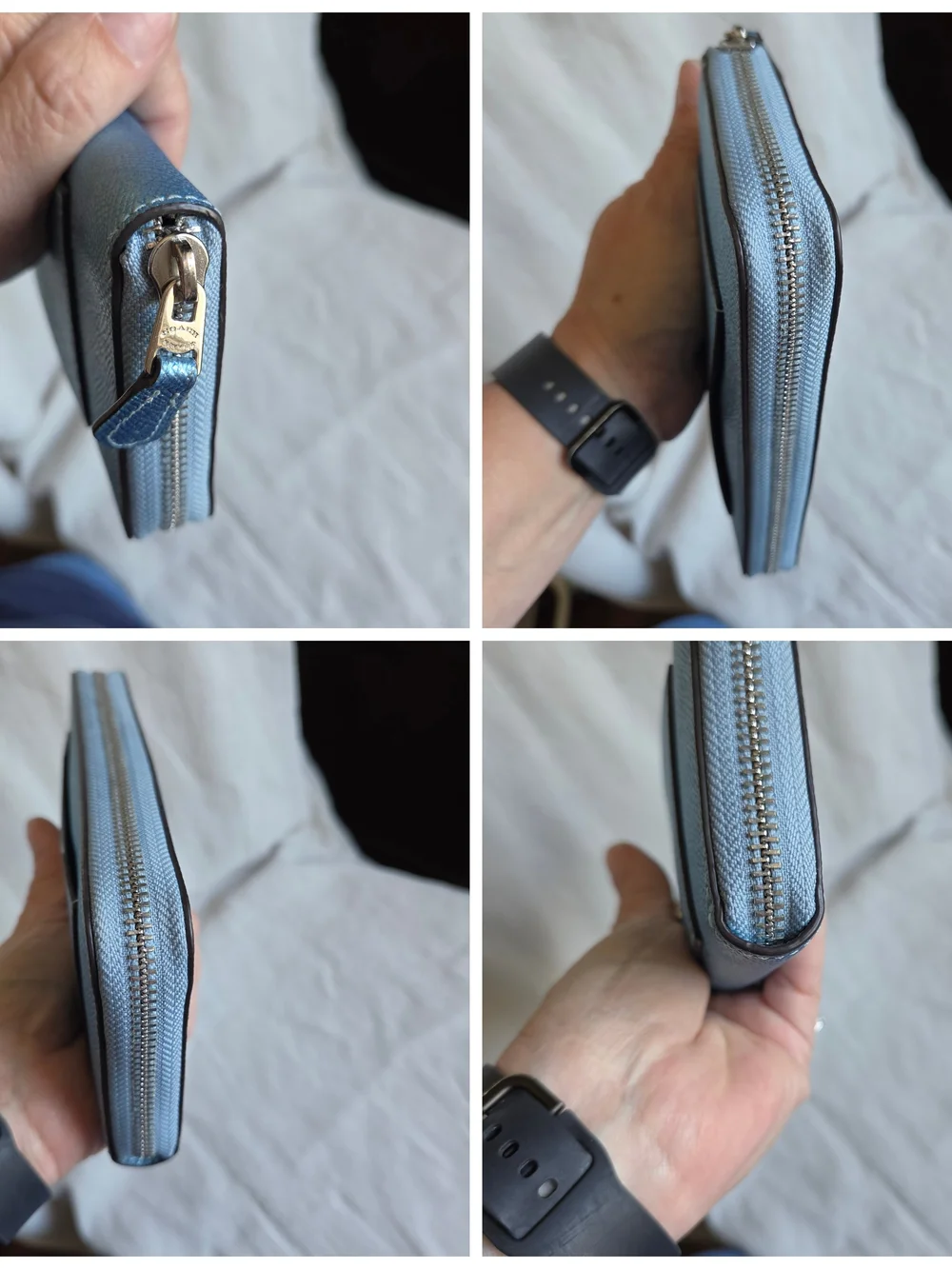 Coach Accordion Zip Wallet in Metallic Blue